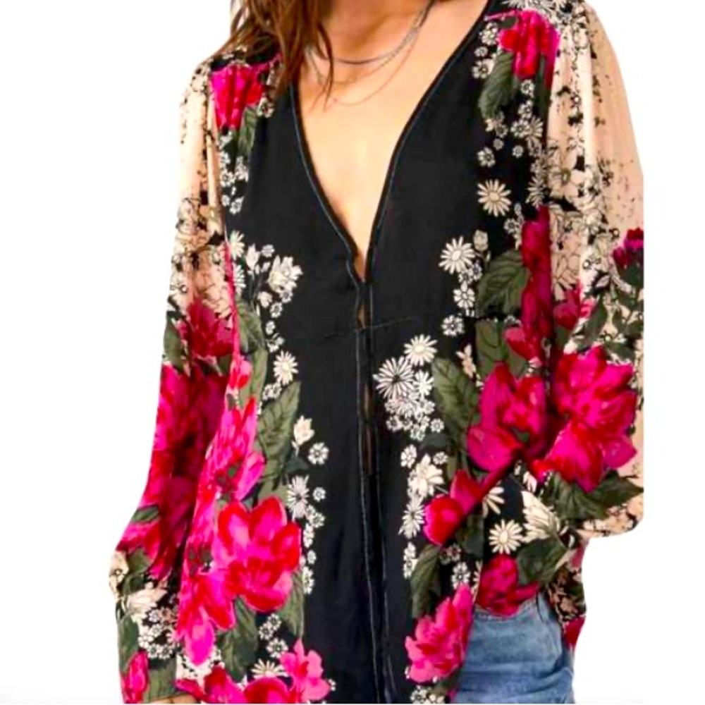 NEW FREE PEOPLE mikayla printed tunic in twilight combo